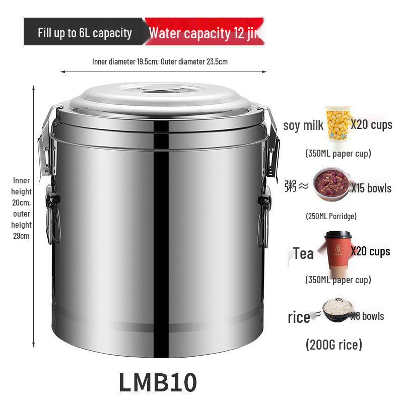Isolierter Eimer aus Edelstahl 304 für Reis und Sojamilch, Eimer für Eisgelee mit großem Fassungsvermögen