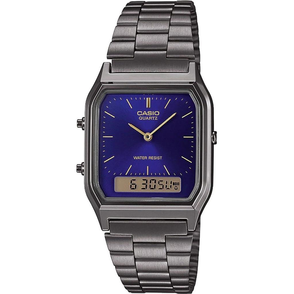CASIO Ana-Digi Quartz Wristwatch Vintage Series AQ-230GG-2A Unisex Dual Time Blue Overseas Model