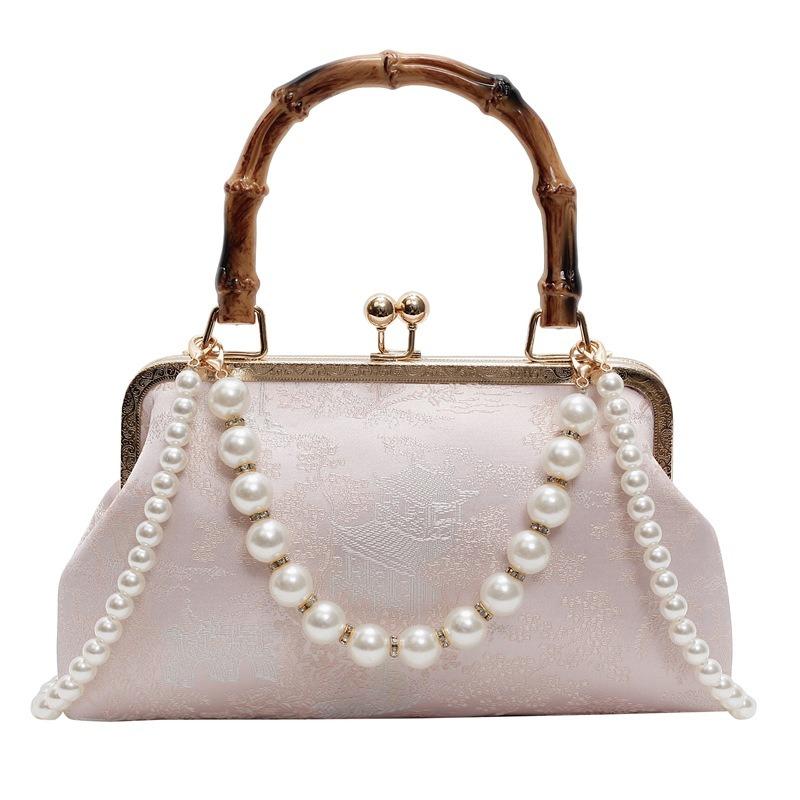 Guochao Chinese Bag Women's 2025 New Versatile Pearl Chain Messenger Bag Small Bag Niche Embroidered Shoulder Bag