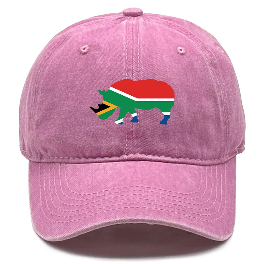 African Elephant Flags Print Adjustable Caps Rhinoceros Flags Washed Cotton Trucker Hat Inelastic Cotton Snapback Sun Hat