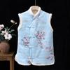 Midlife Women's Fashionable Floral Winter Vest - Cozy, Thick, Velvet-Lined Cardigan for Women Aged 60+