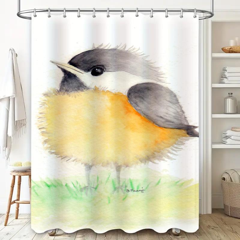 Beautiful Watercolor Bird Shower Curtain Bath Decor For Home Bathroom Decoration Size Customizable Made With 100% Waterproof Fab
