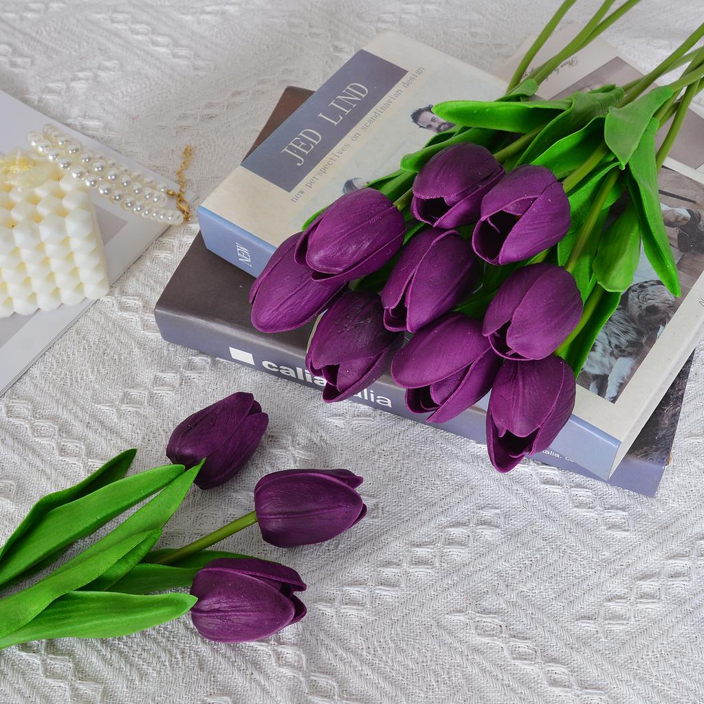 30 Stück Künstliche Tulpen 34cm Real Touch PU Kunstblumen Tulpenstiele für Hochzeit Frühlingsstrauß Blumengesteck Zuhause Büro Party Dekoration