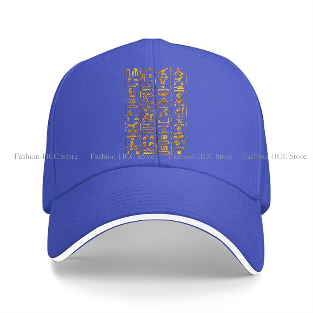Hieroglyphs Gold On Black Solid Color Baseball Caps Peaked Cap Ancient Egypt Egyptian Sun Shade Hats Men Women