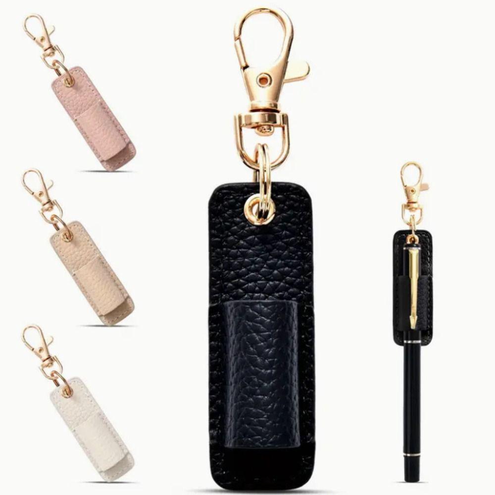 

PU Leather Pen Clip Necklace Style Pen Pouch Creative Lanyard Pen Holder білий