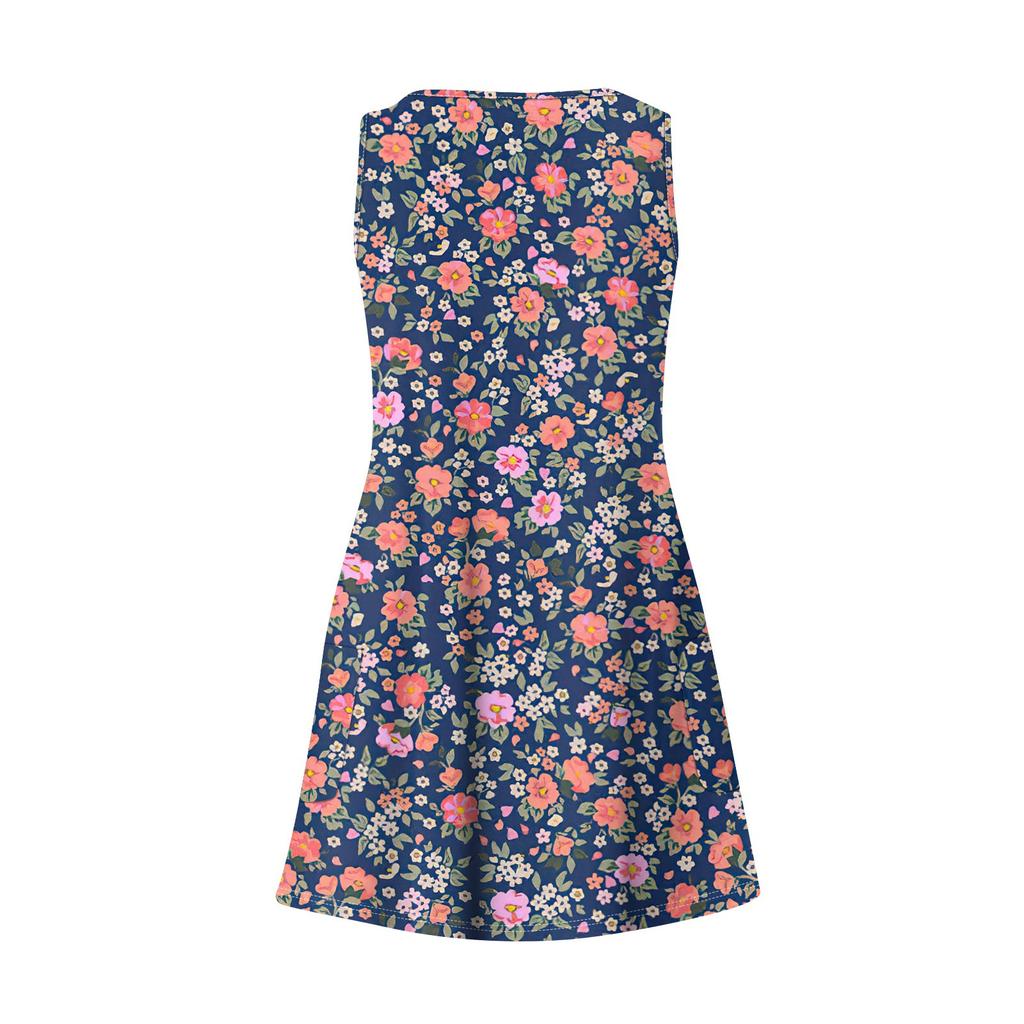 Women's Casual Floral Printed Summer Bohemian Beach Dress With Pockets V-Neck Tank Dress
