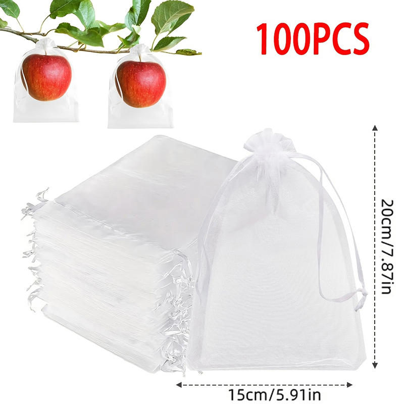50/100 ks Ochranné sáčky na ovoce Opakovaně použitelné Síťované sáčky se stahovací šňůrkou na zeleninu a ovoce Ochrana proti škůdcům pro ovocné stromy, zeleninu, zahradu