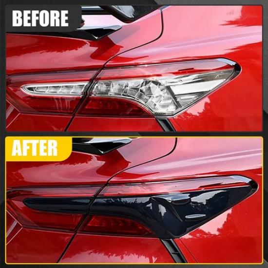 Smoked Tail Light Black Lamp Cover Guard Trim Bezels Fit Toyota Camry 2018-