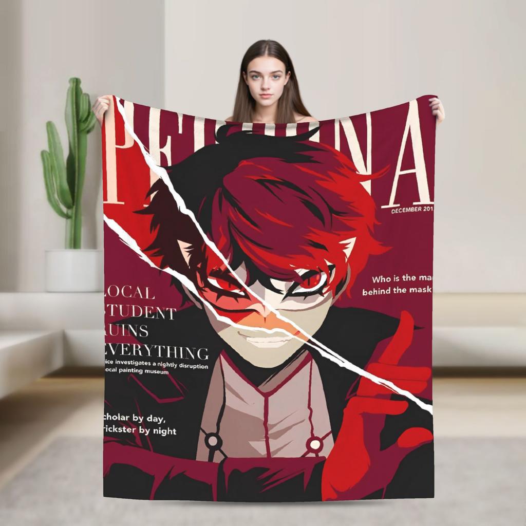 Anime P-Persona 5 Blanket  Soft Street Trend Plush Throw Blanket For Outdoor Travel Flannel Bedspread Bed Cover