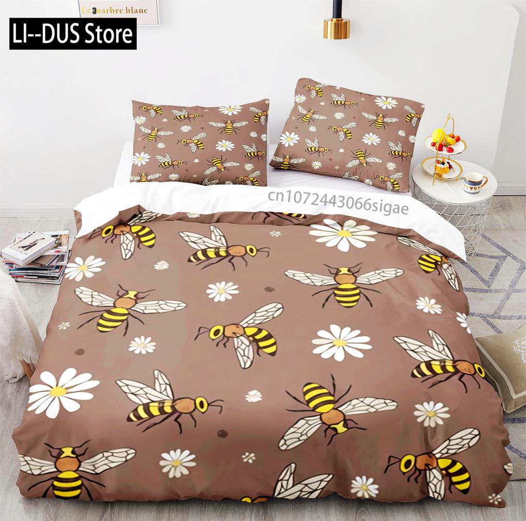 Hardworking Bee Bedding Set Single Twin Full Queen King Size Bee Bed Set Aldult Kid Bedroom Duvetcover Sets with Pillowcase