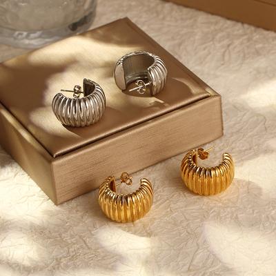 Orecchini geometrici in acciaio inossidabile francese Niche Orecchini vintage in acciaio al titanio 18k oro da donna