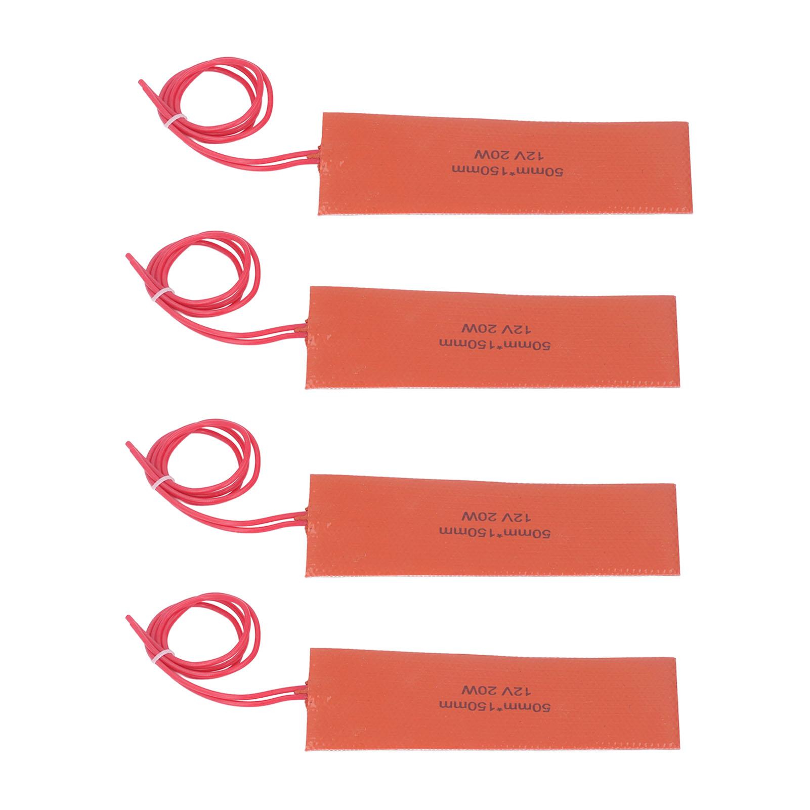 

4 Pcs Silicone Rubber Heating Pad Flexible Silicone Heater Mat Rubber Heating Blanket For Industrial Equipment 20W 12V