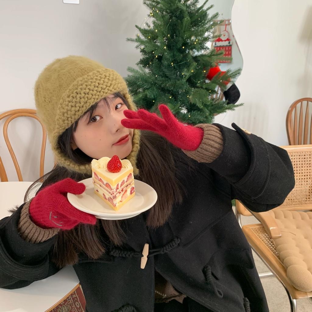 Korean Version of Knitted Flying Hat for Women Showing Their Faces Small Warm Ear Protection Wool Hats  Autumn and Winter Lei Feng Hat Trend