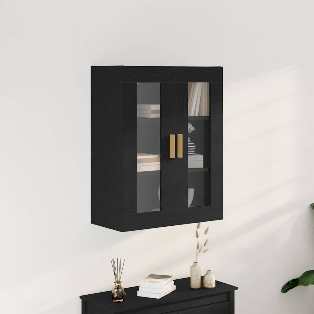 Wall Mounted Cabinet Black Oak Effect 69.5 X 34 X 90 Cm