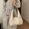 Studded Leather Hobo Bag with Open Top Design Large Capacity Fashion Shoulder Bag