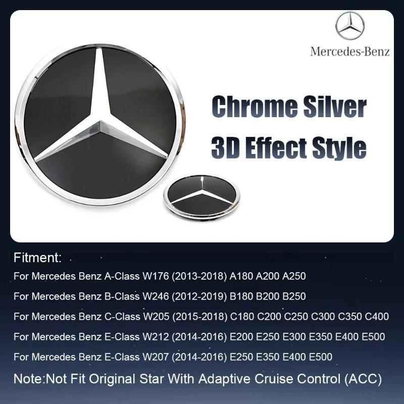 For Mercedes Benz Silver And Black Front Grill Newest 3D Style Emblems W176 W246 W205 W212 W207 W217 W251 R231 W166 X166 X156