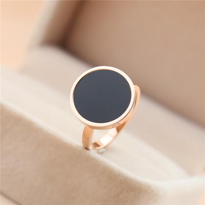316L Stainless Steel  Black Zircon Ring European Retro Women's Ring Party Jewelry Gift