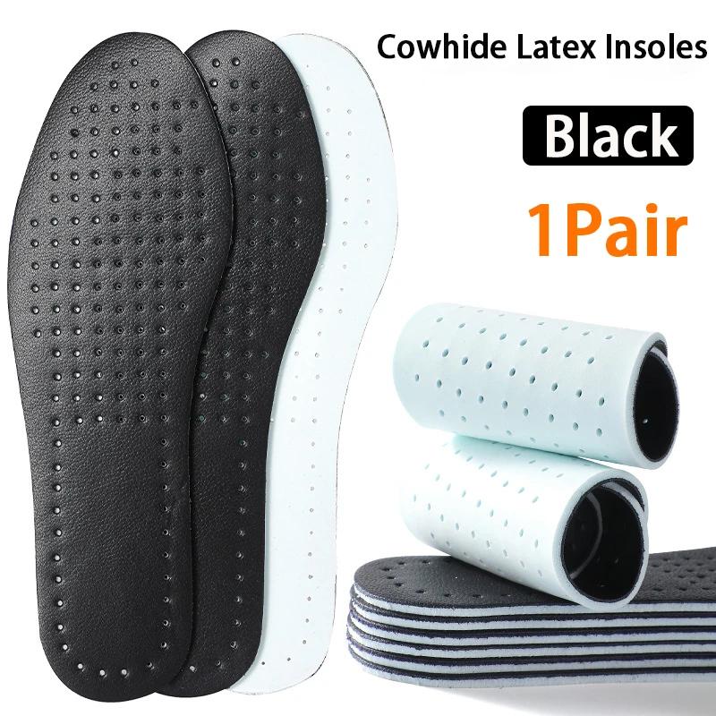 1 Paar Latex-Rindsleder-Einlegesohlen Elastisch Stoßdämpfend Atmungsaktiv Schweißabsorbierend Weich Bequem Atmungsaktive Einlegesohlen für Sneaker