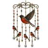 Stained Glass Hummingbird Wind Chime with Hanging Crystals and Floral Accents for Indoor Outdoor Home Garden Decor