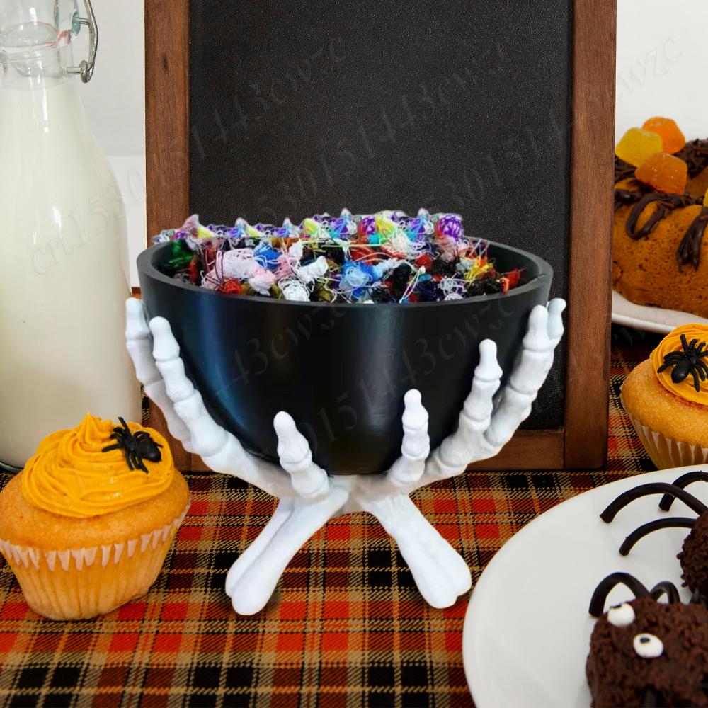 2026 Halloween Candy Bowl Multifunctional Gothic Skeleton Hands Storage Holder Detachable Halloween Organizer Home Decorations