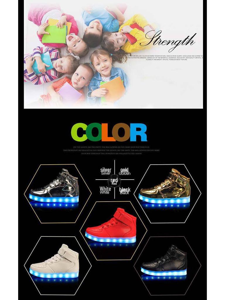 LED Light-Up High-Top Kids' Fashion Sneakers