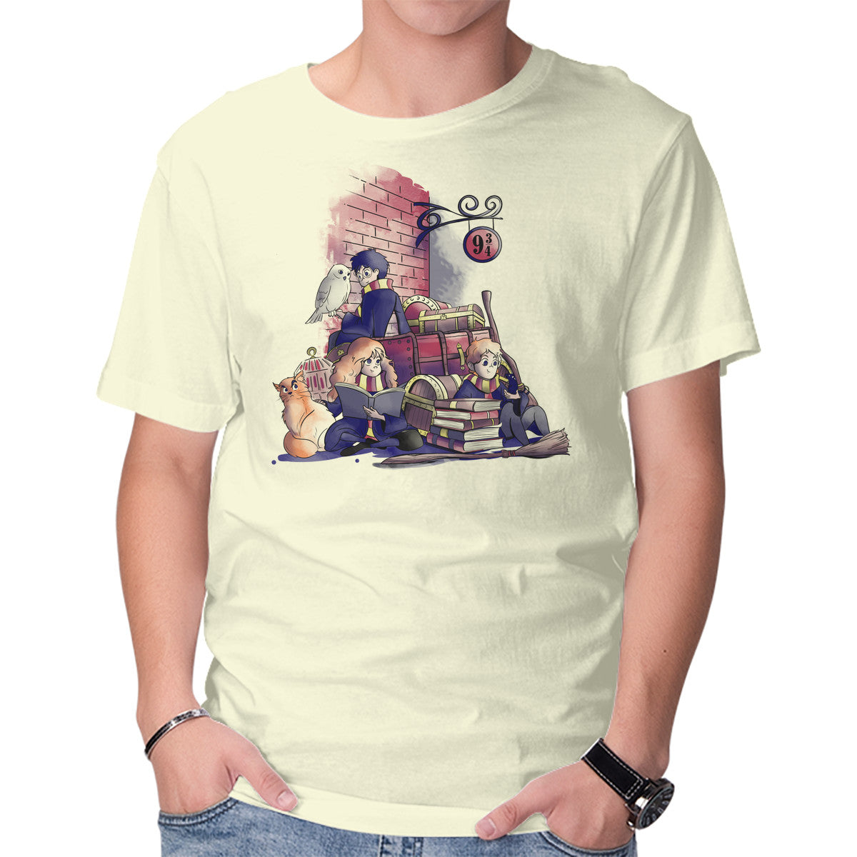 Unisex Crew Neck T-Shirt Way To School Graphic Short Sleeve Casual Tee M
