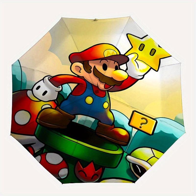 

1pc Mario Adventure Automatic Open/close Folding Portable Umbrella with 8-Rib Structure for Women/Men, All-Season Use a0901043