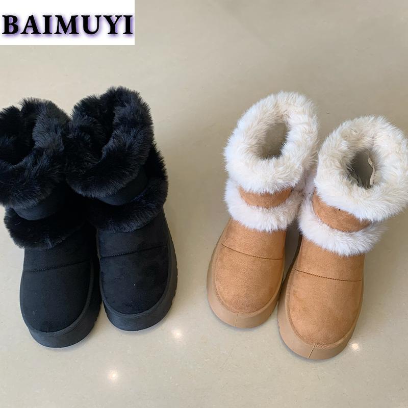 Kožešinové ploché platformové dámské sněhule kotníkové teplé boty 2025 trend nové krátké plyšové bavlněné chelsea boty ležérní vycházkové mujer boty