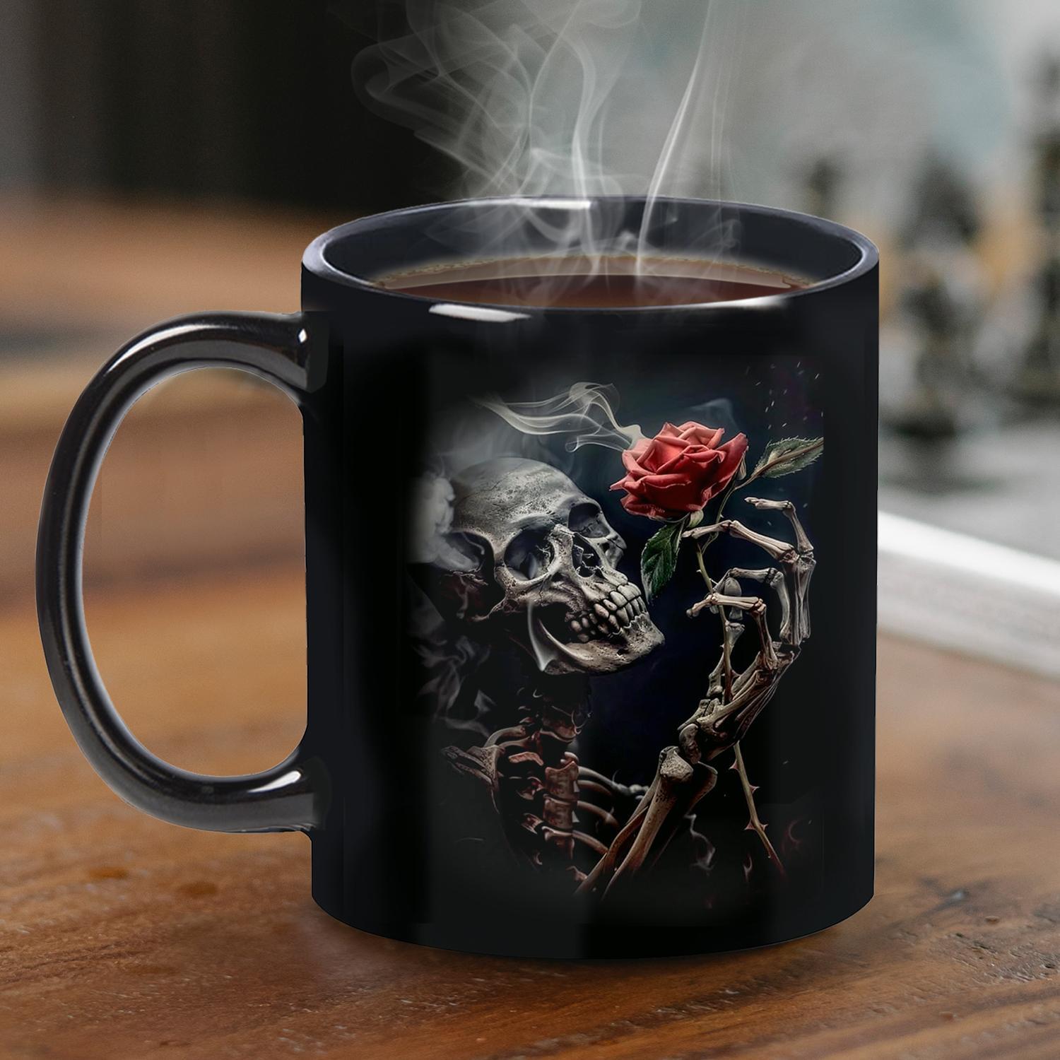 Baifenbai Home Furnishing Black Skull Ceramic Coffee Mug Water Cup Gift