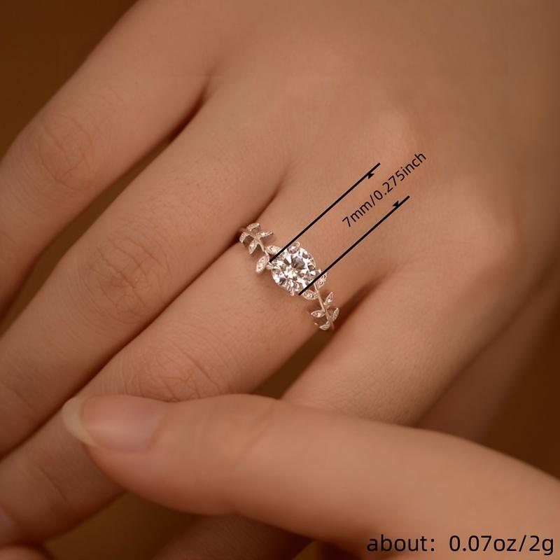 Exquisite Women's Engagement Ring Simple Leaf Crystal Zircon Jewelry Wedding Party Gift