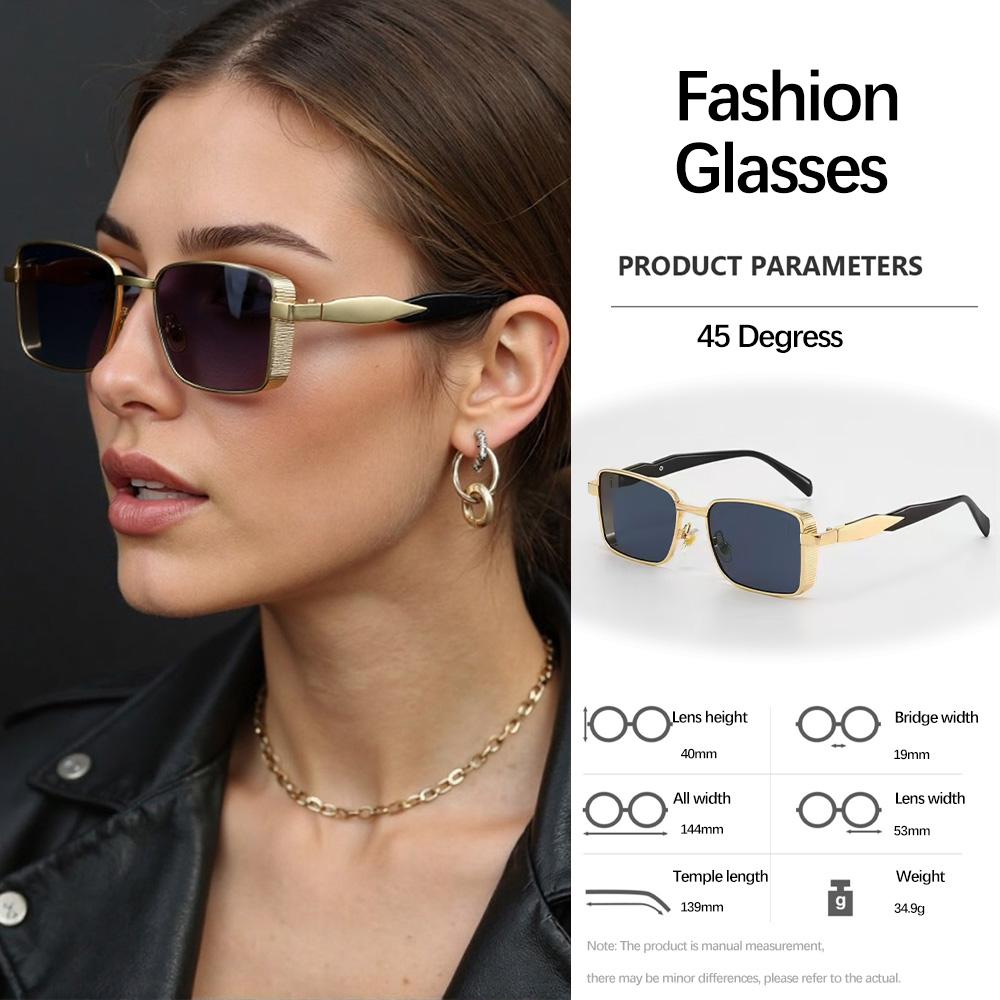 New In Sunglass For Women Square Sun Glasses Frame Geometric Sense Fashionable Accessories Metal Details Elegant Style