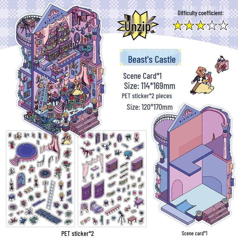 Infeel.Me PET 2.5D Scenery Sticker: My Little House Series - Cartoon Student Journal Decor