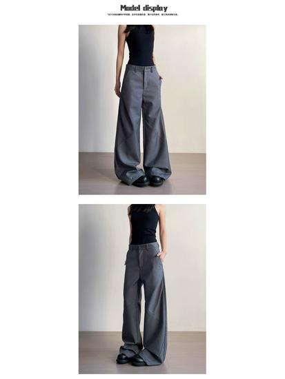 Dámské luxusní plisované ležérní volné kalhoty s rovnými nohavicemi - Jarní/podzimní kolekce