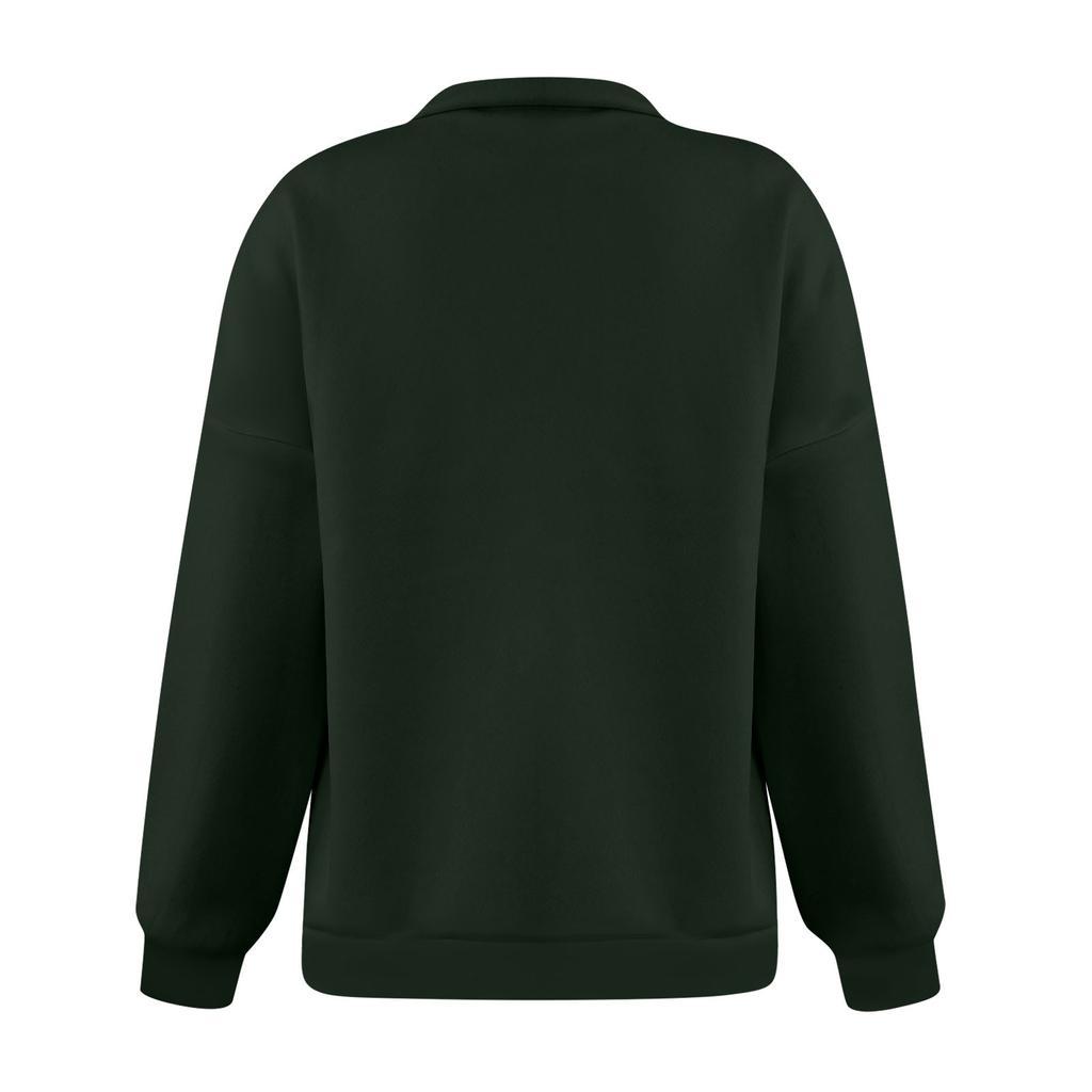 Women's Casual Fashion Long Sleeve Solid Color Zip Pocket Sweatshirt Top