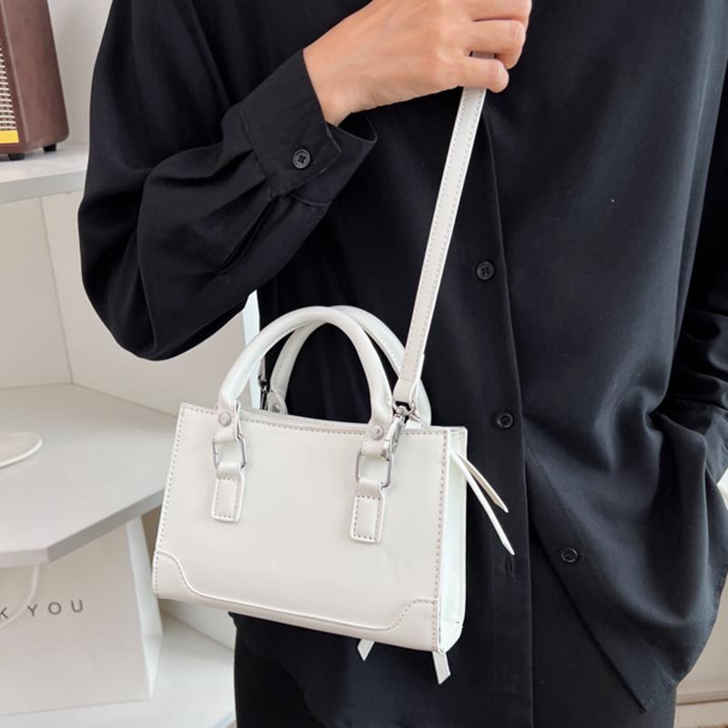 Bolsa de ombro feminina pequena de couro PU vintage com zíper quadrado bolsa crossbody
