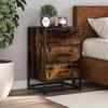 VidaXL Bedside Table Smoked Oak 40x34.5x60cm Engineered Wood Metal, Side Table, Bedside Cabinet, Side Table 848721