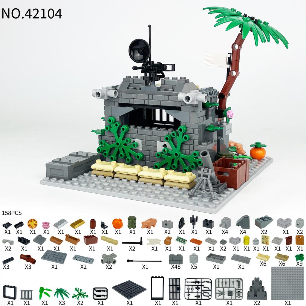 Sama Military Bunker 42104 Construction Children Assemble Small Particle Building Block Toy Baseplate Accessories