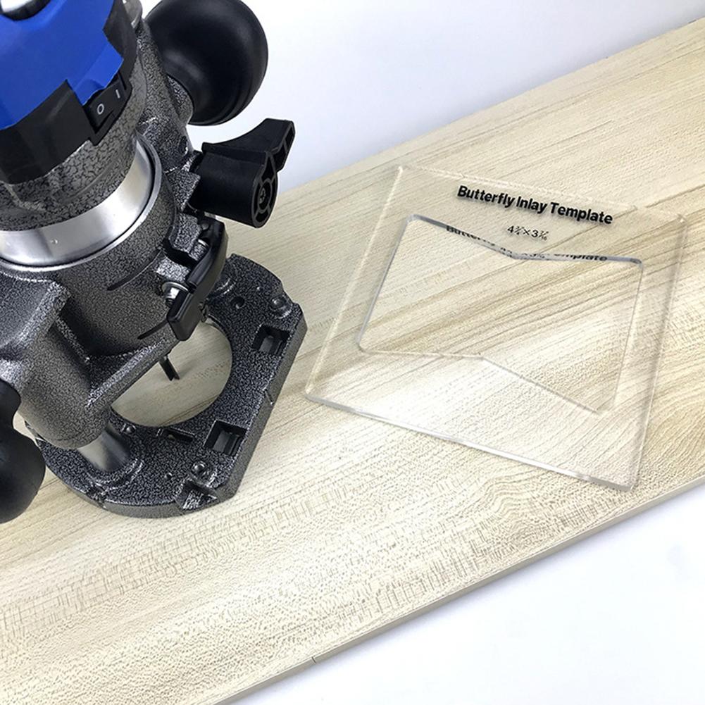 Router Slotting Auxiliary Tool Clear Slot Cutting Wood Bow Tie Template Router Template Bowtie Inlay Template for Decorative