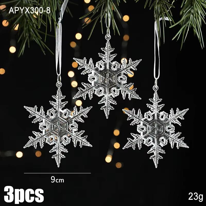 

3 шт. Рождественские украшения 2025 Рождественские прозрачные подвески-снежинки Украшения для рождественской елки и дома