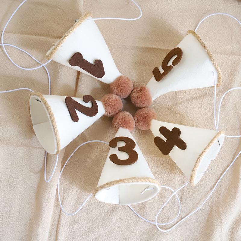 Mori Girl Cream Felt Birthday Hat for Children's 1st Birthday Photoshoot
