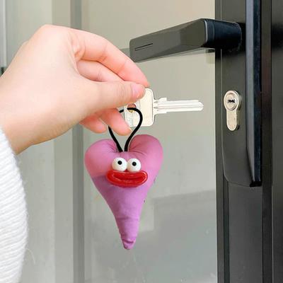 Yousheng Large Mouth Cartoon Doll Keychain with Lanyard Bag Hanging Decoration Smiling Doll Charm Key Holder Bag Accessory
