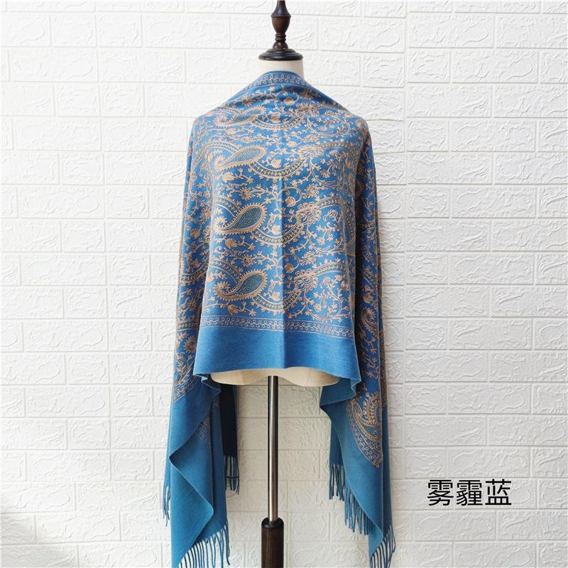 Paisley Flowers Embroidery Cashmere Scarf Women Winter Pashmina Tassel Shawl Elegant Ladies Thicken Warm Blanket Scarves Wraps