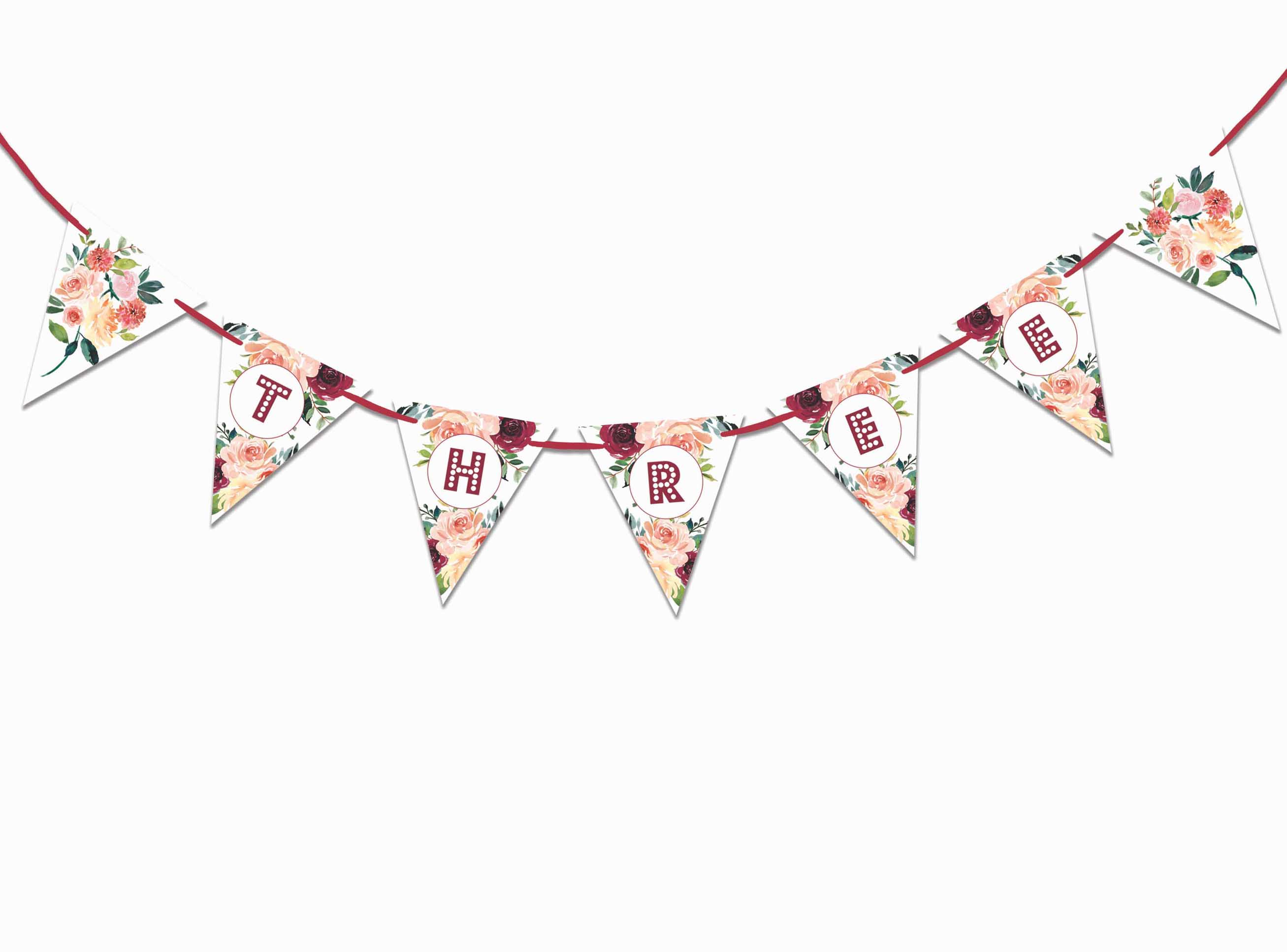 

Inkdotpot Прикраси для вечірки до дня народження, гірлянда для вечірки з днем ​​народження, банер із квітковим вимпелом для маленьких дівчаток білий