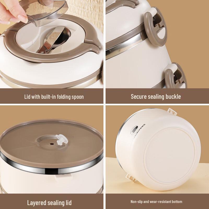 Zhi Shi 304 Stainless Steel Double-Layer Thermal Bento Box