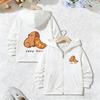 Cute Capybara with Food Design Hoodie Jacket for Boys Girls Zipper Spring and Autumn Trendy Animal Cartoon Sweatshirts Zip Up