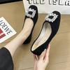 Aphixta Elegant Crystal Buckle Upper Women Flats Shoes Shallow Slip On Loafers Woman Red Sweet Shoes Soft Sole Ladies Shoes