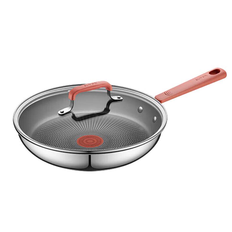 SUPOR Aurora 26cm 304 Stainless Steel Frying Pan with Lid and Red Dot Indicator