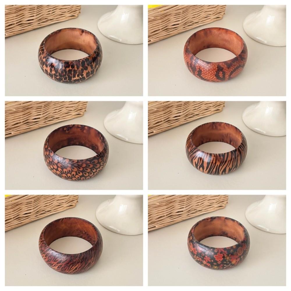 Runt Leopardsmönstrat Armband Mode Ormmönstrat Handring Tigermönster Träarmband Unisex