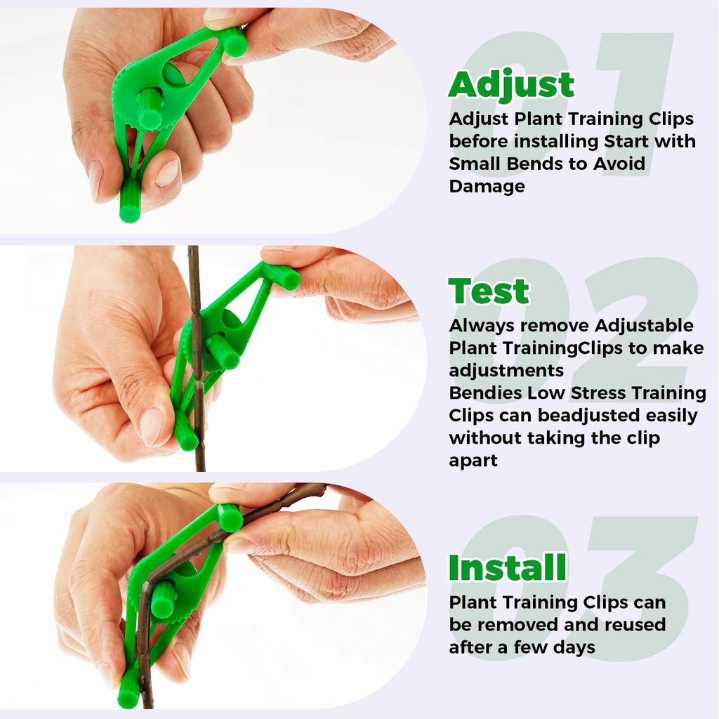 50Pcs Branch Training Clips Plastic Adjustable Plant Branches Stem Benders Reusable Low Stress Training Tool for Garden Flowers