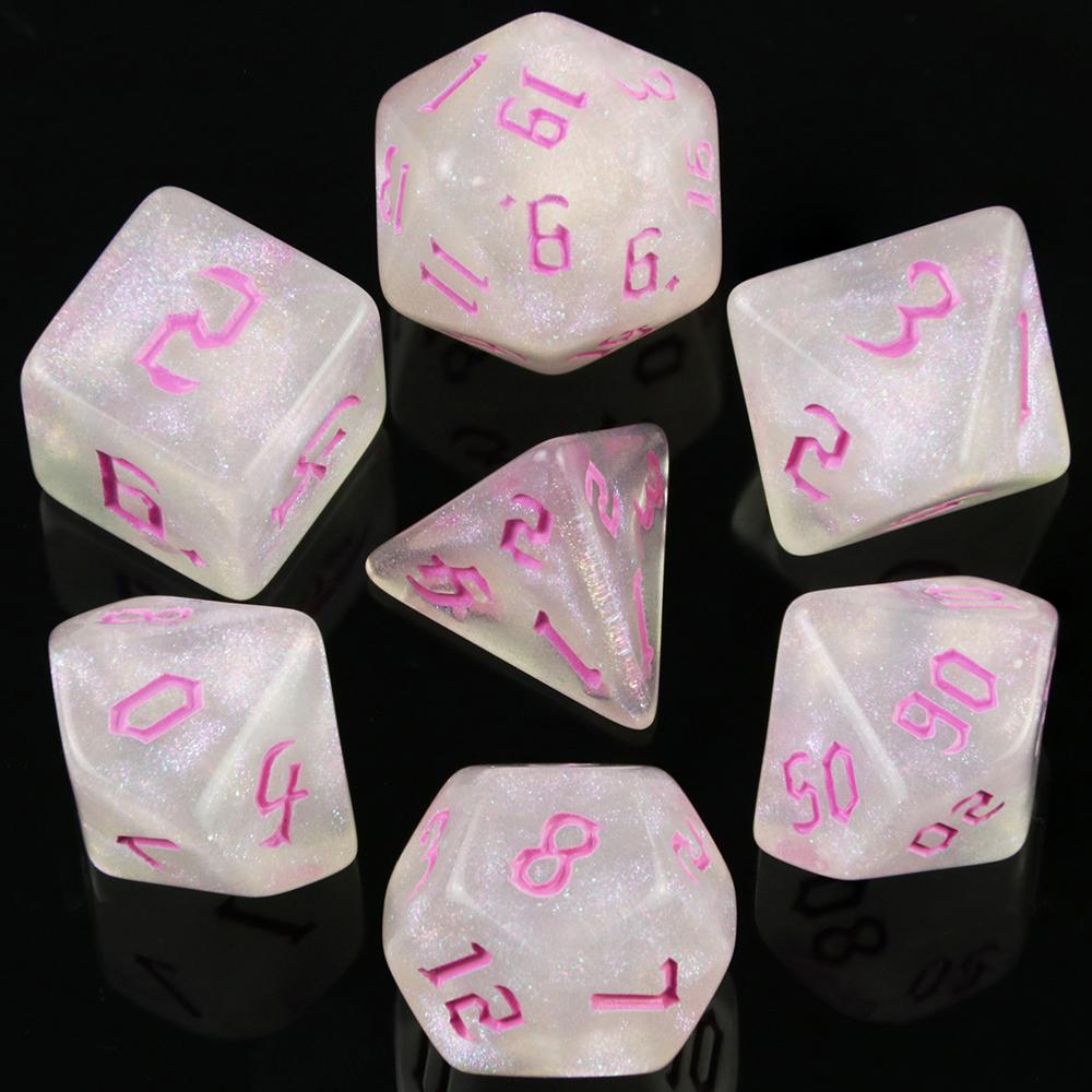 RPG Dice Set 7pcs DND Game Polyhedral D&D Dice with Tube for Role Playing Game Board Game Math Teaching